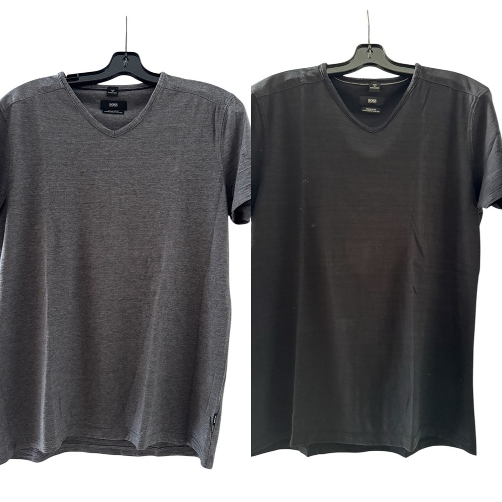 Hugo Boss Charcoal V-Neck Tee and Black V-Neck Tee
